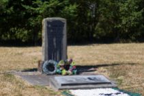 Jefferson Davis highway markers were vandalized at Jefferson Davis Park in Ridgefield, seen Friday afternoon on Aug. 18, 2017 (Andy Bao/The Columbian).